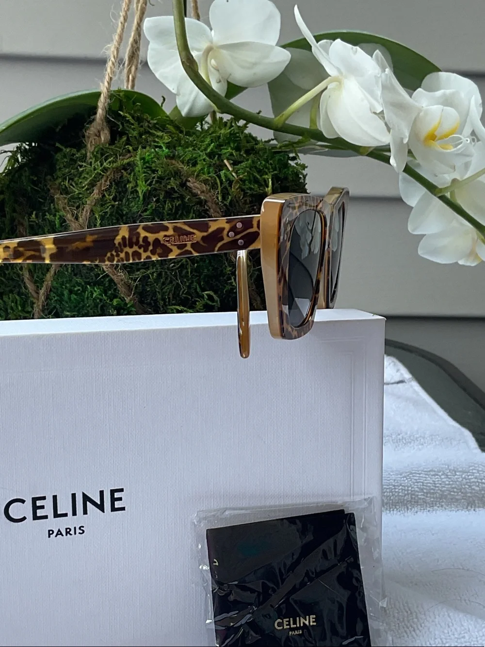 Celine Leopard-Print Angular Cat-Eye Sunglasses - Brown/Black